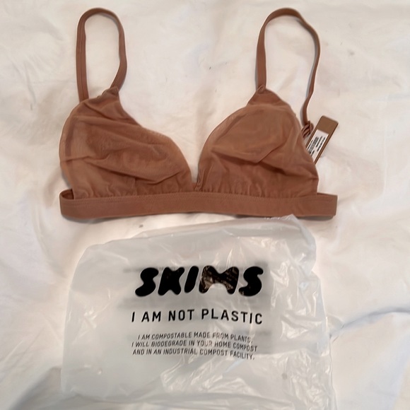 SKIMS Mesh Triangle Bralette in Ochre - Picture 3 of 4